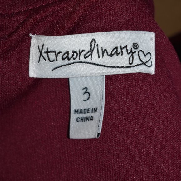 New Xtraordinary Spaghetti Strap Surplice V-Neck Glitter Red/Burgundy Mesh Dress - Picture 8 of 11